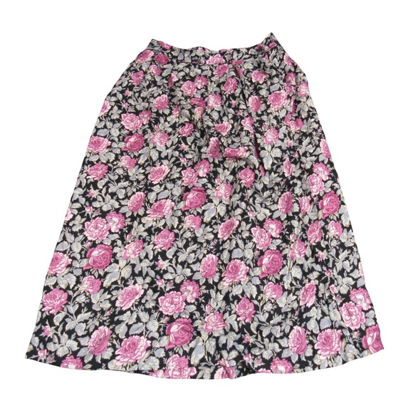 David Brooks Ltd Dresses & Skirts - David Brooks Ltd Vintage Floral Rose Midi Skirt Black Pink Grey Size 16‎ A-Line